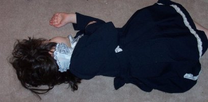 Rina Malka, asleep on the floor