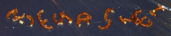 Menasheh, spelled out in pretzels